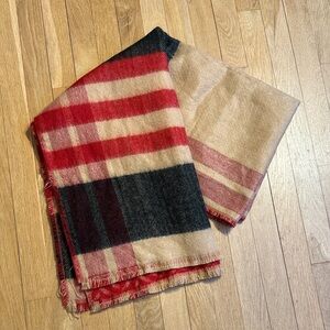 Plaid Red and Tan Scarf